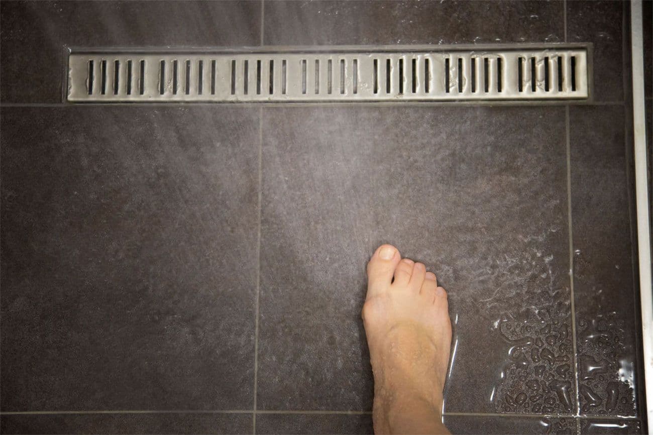 walk in shower base with linear drain